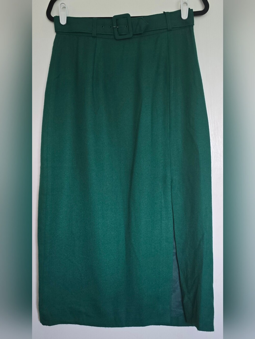 Vintage New York Studio Teal Green Belted Long Skirt Womens Size 12 USA